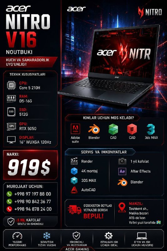 ACER NITRO V16S Core 200